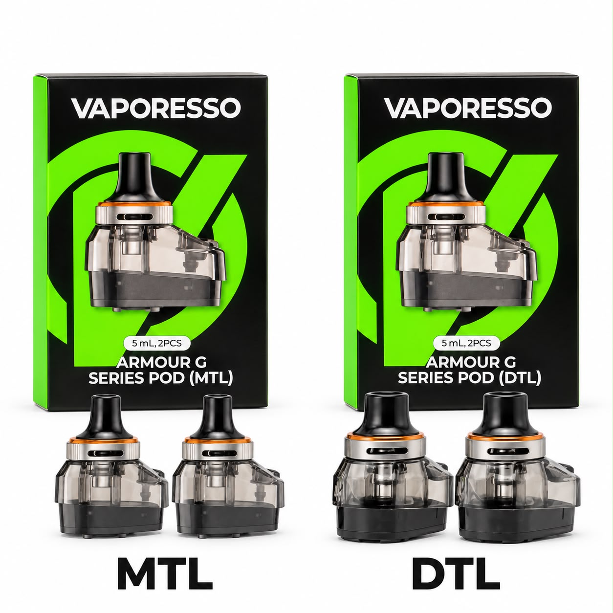 Vaporesso ARMOUR G Replacement Pods 5ml | MTL & DTL GTX Coil Cartridges
