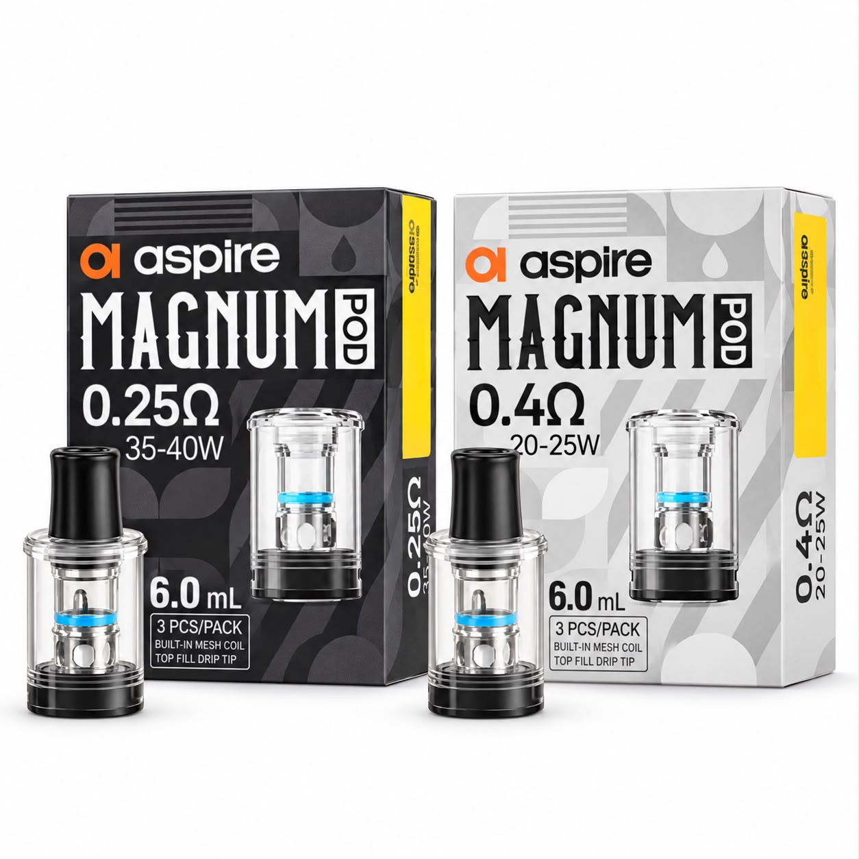 Aspire Magnum Replacement Pods | 6ml Built-In Mesh Coil Cartridges 2 Pack