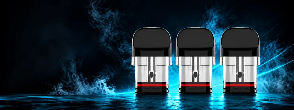 Three replacement vape pods with built-in coils